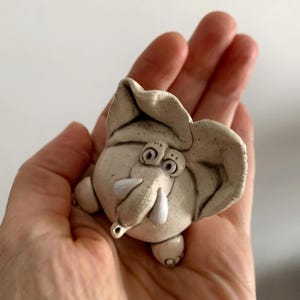 Ceramic Sculpture, Handmade Elephant Figurine,Miniature Animal Pottery, Elephant Lover Gift