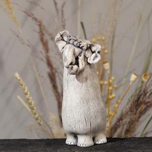 Elephant  Ceramic Art Sculpture, Original Pottery Figurine, Elephant Lover Gift, Stoneware Animal, Home Decor