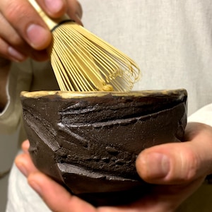 Handmade Ceramic Chawan, Matcha Bowl, Black Tea Bowl, Kurinuki pottery, Wabi Sabi Stoneware