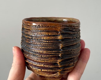 Japanese Yunomi Tea Cup 7.3 oz, Handmade Ceramic Cup, Wabi Sabi Pottery