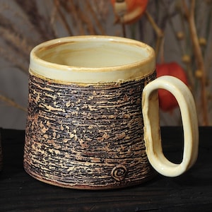 Handmade Pottery Mug 12oz (350 ml), Textured Ceramic Cup, Rustic Pottery coffee or tea cups