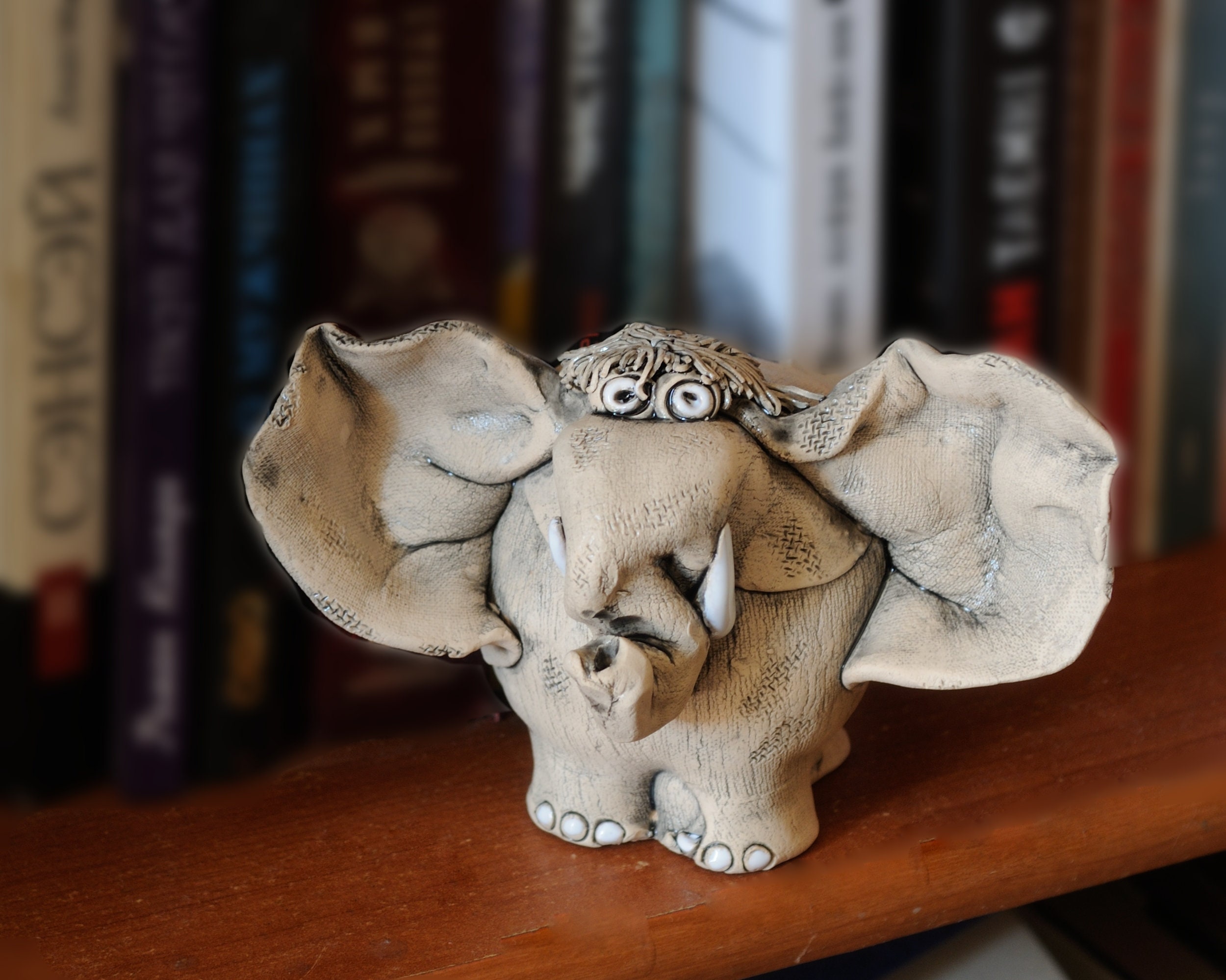 Good Luck Elephant Ceramic Statue Hand Sculpted Collectible Etsy