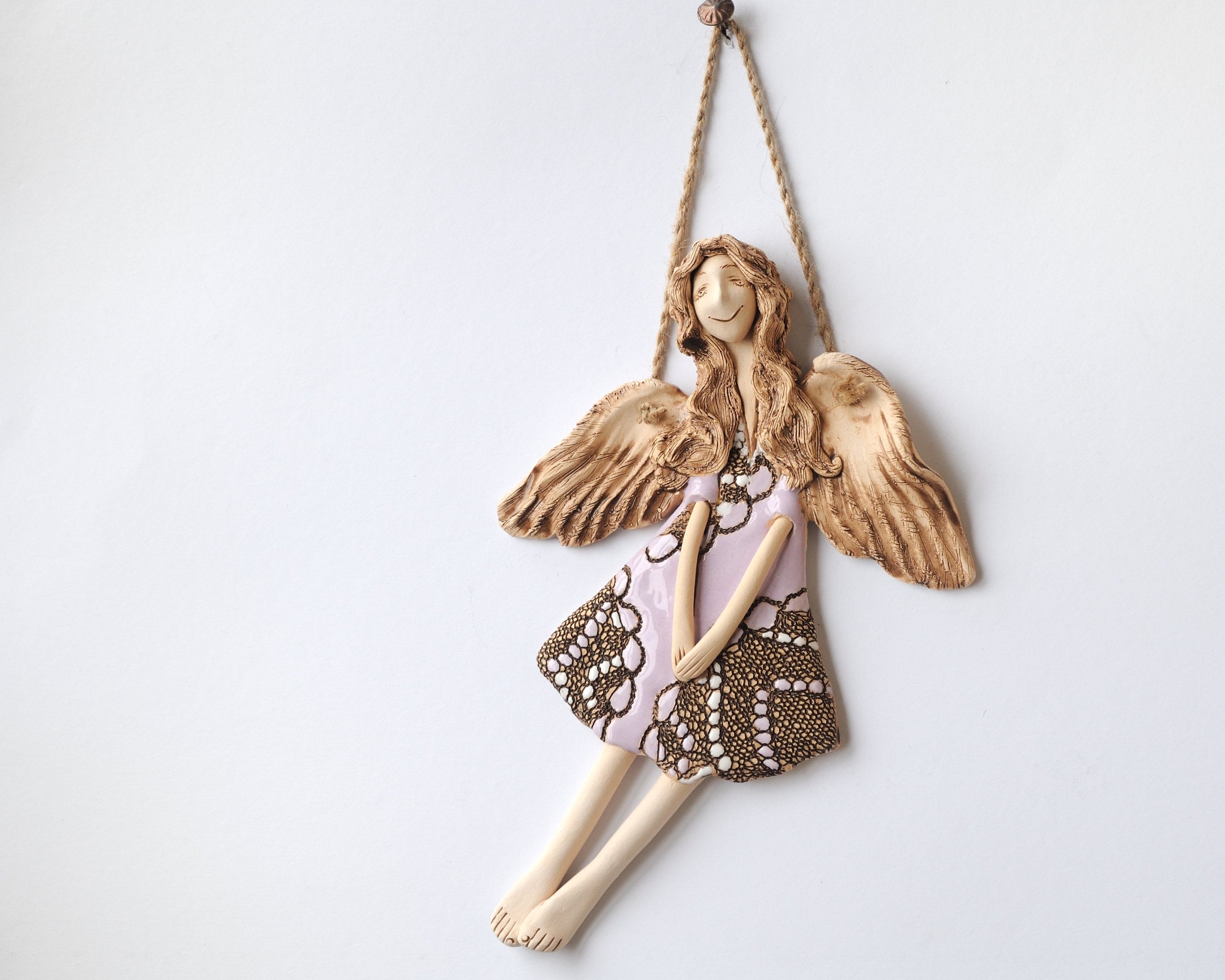 Ceramic Angel Wall Hanging Flying Angel Wall Art Sculpture Etsy