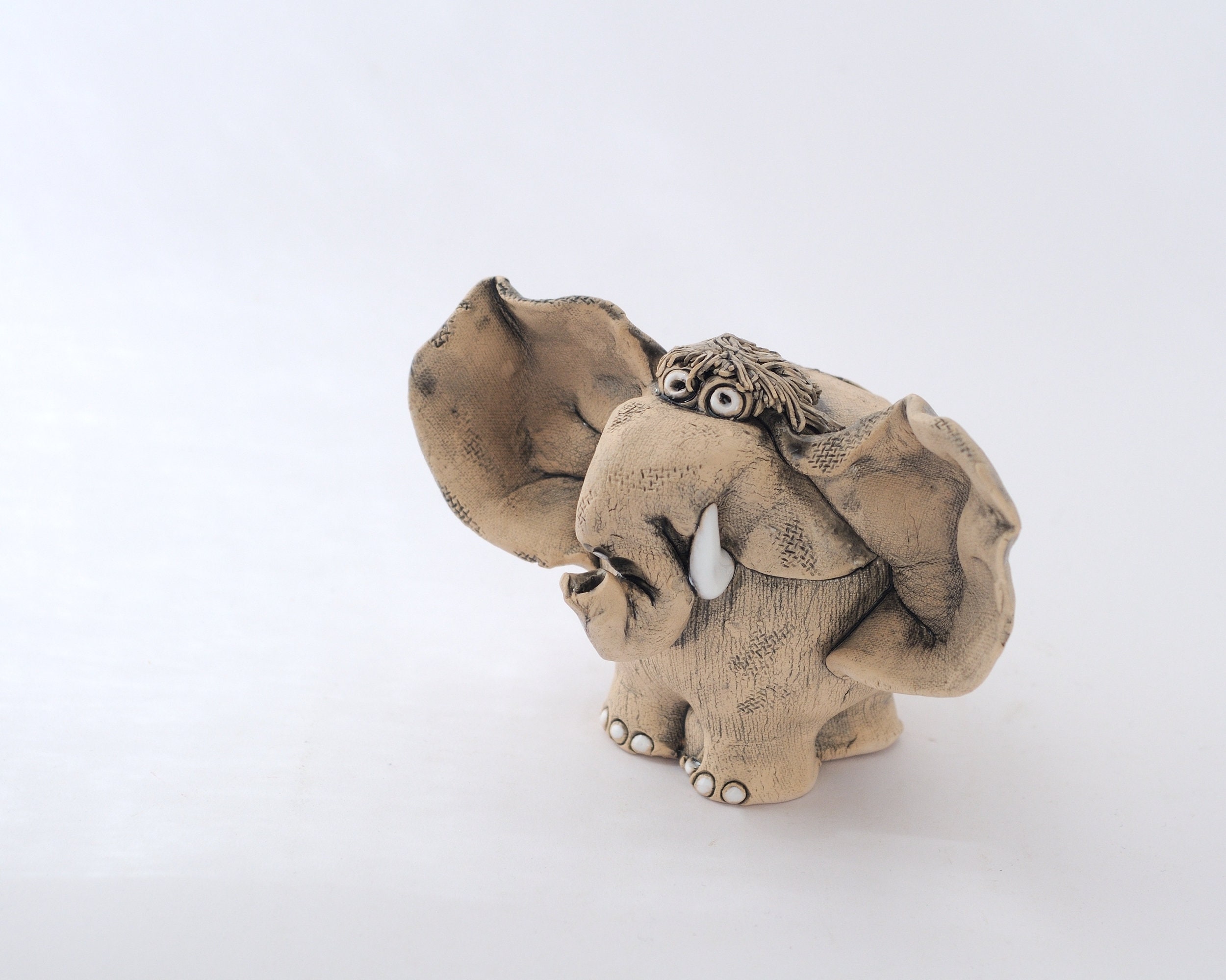 Good Luck Elephant Ceramic Statue Hand Sculpted Collectible Etsy