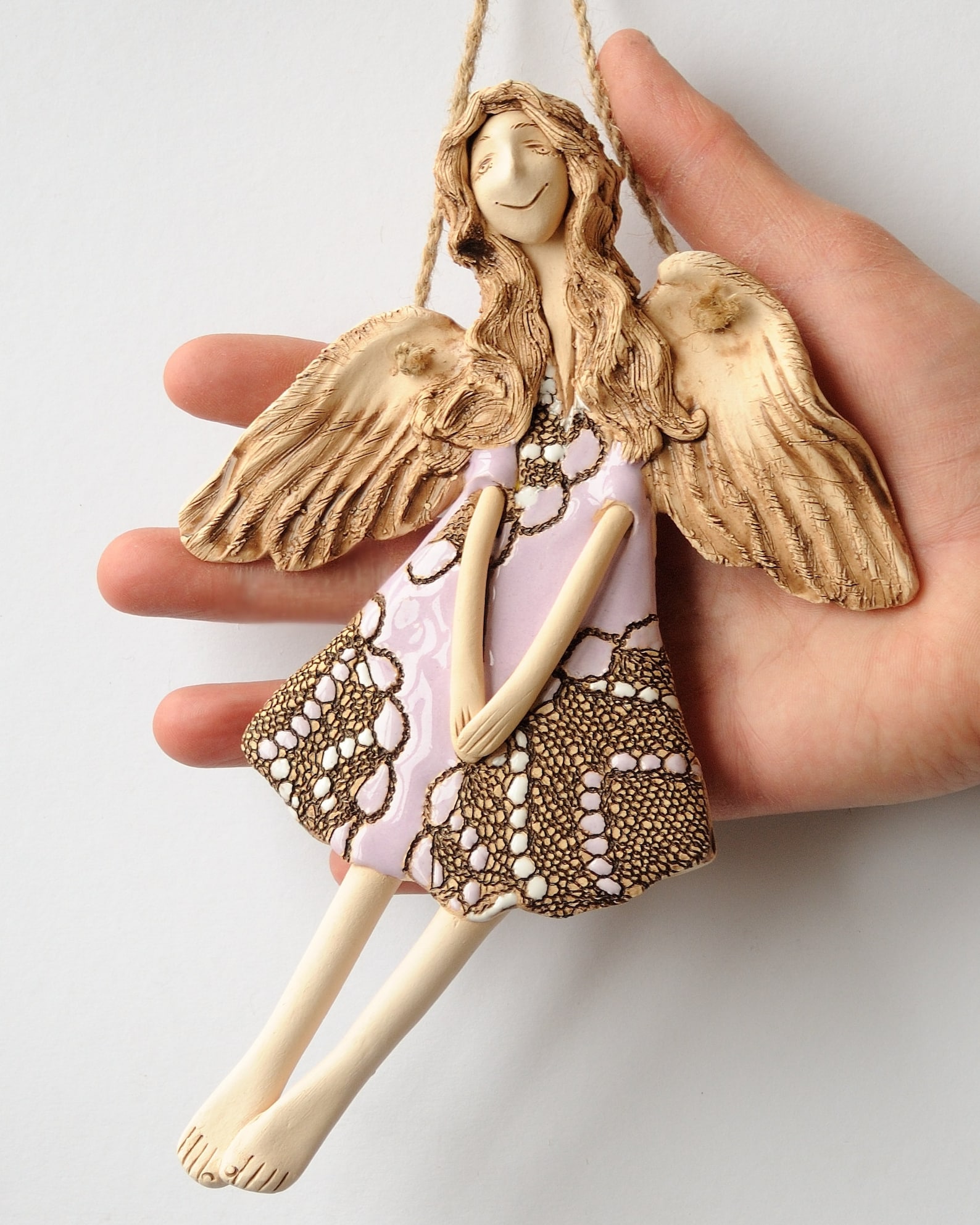 Ceramic Angel wall hanging Flying angel wall art sculpture Etsy