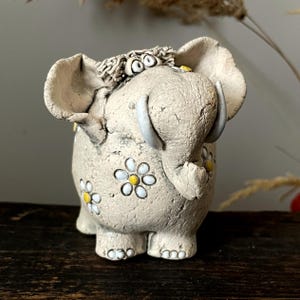 Ceramic Sculpture, Handmade Elephant figurine, Ceramic Animal, Table Sculpture, Elephant Art Home Decor