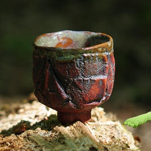 栗貫コーヒーカップ、赤湯呑、酒器、陶器タンブラーコーヒーカップ、手作り陶器茶器、炻器わびさび、