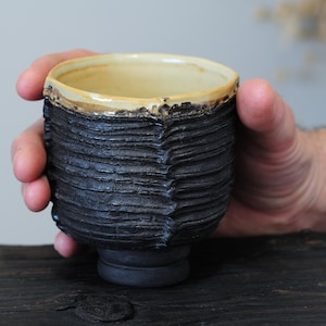 Taza de café de cerámica hecha a mano: Yunomi de cerámica Wabi Sabi, 280 ml