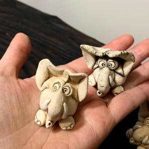 Whimsical Handmade Ceramic Elephant Figurine, Lucky Elephant, Miniature Sculpture, Ceramic Animal