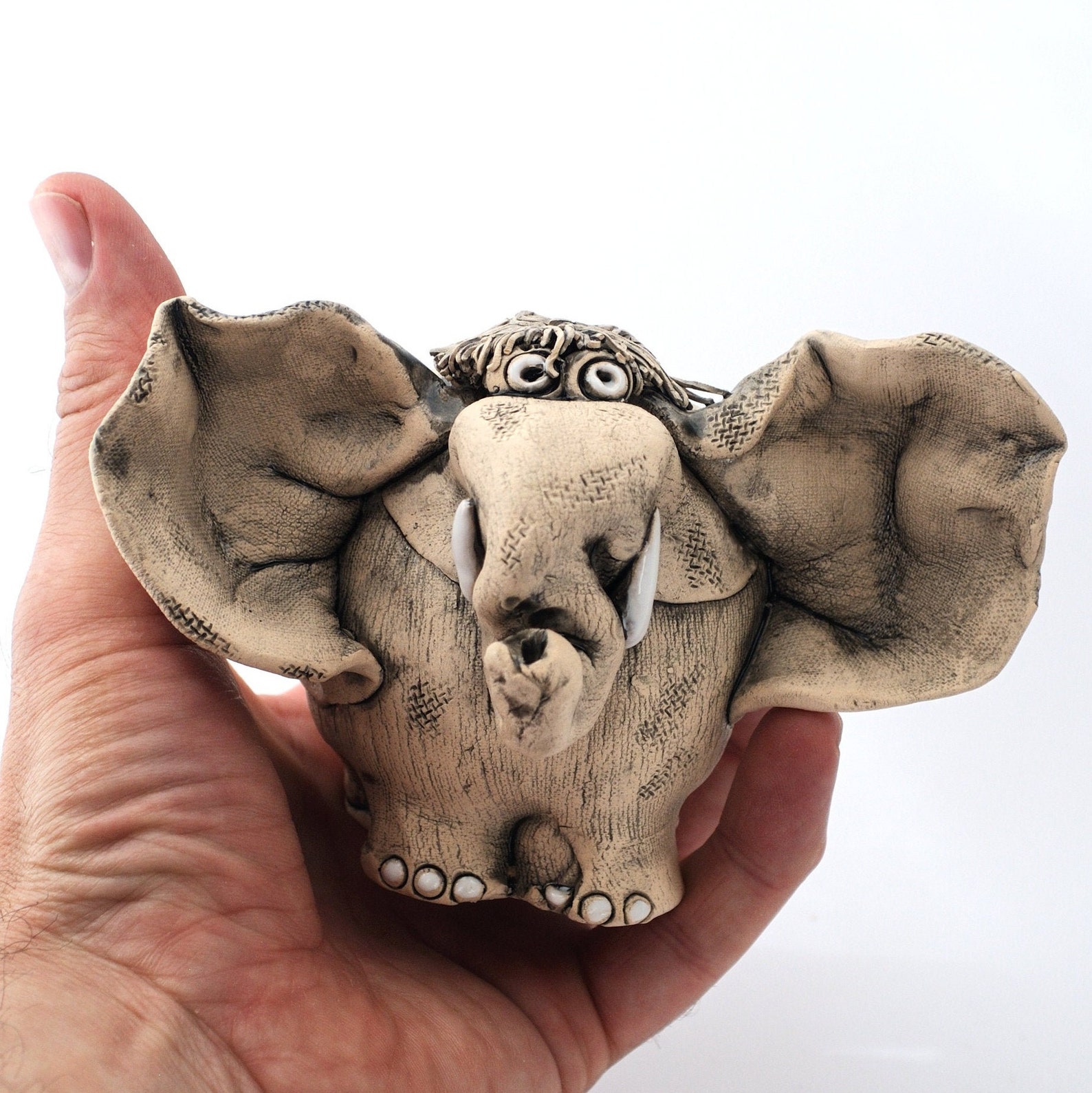 Elephant ceramic sculpture Ceramic elephant figurine Handmade Etsy