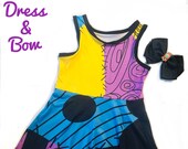 Sally dress and Bow The Nightmare Before Christmas inspired dress FREE SHIPPING