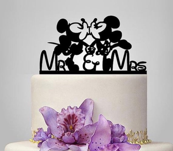 Mickey Minnie wedding anniversary black acrylic cake topper