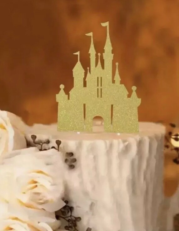 Disney Castle Gold Glitter Princess Cake Topper Wedding Etsy