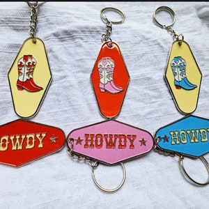 Howdy Hotel Keychain | Cowboy Boot Keychain | Western Keychain | Howdy Keychain | Vintage inspired Keychain