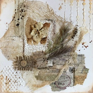 Textured Wall Art, Cottage core, Collage, Natural Elements Collage, Wall Art, Home Decor, Original Collage, Rustic Art, Ready to Hang
