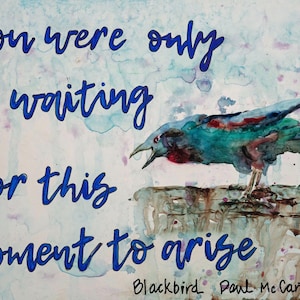 Beatles quote, Blackbird Art, Song lyrics, Printed lyrics, Illustrated lyrics, Paul McCartney, music lover, print on archival paper