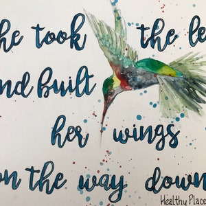 Inspirational quote for her, Gift of Encouragement, Brave woman, printed quote,  She Took The Leap, Watercolor print, Gift for Graduation