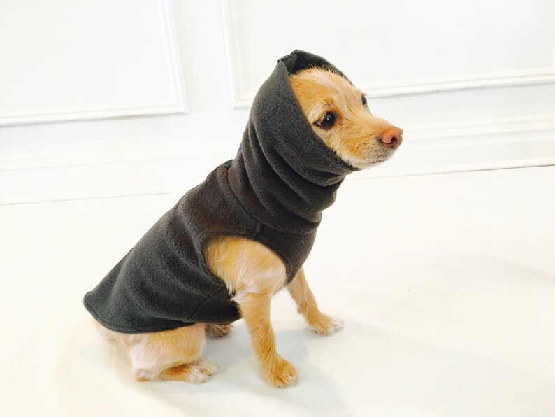 Dog HoodieScarf-Dog Clothes Custom Dog Hoodie with Leather Trim-Dog Fleece Sweater