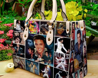 King Of Rock n ROll Elvis Presley Bolso de cuero, Bolso de amante de Elvis Presley, Bolso y monederos de Elvis, Bolso de cuero personalizado, Bolso personalizado