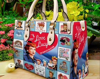 Ik hou van Lucy Music lederen tas, ik hou van Lucy Lover's handtas, ik hou van Lucy tas en portemonnees, aangepaste lederen tas, dameshandtas, gepersonaliseerde tas