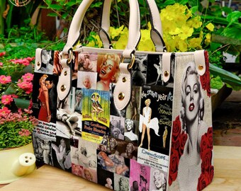 Marilyn Monroe Leather Bag, Marilyn Monroe Bag and Purses, Marilyn Monroe Lover's Handbag, Custom Leather Bag, Personalized Woman HandBag