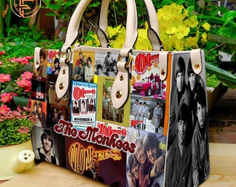 Aangepaste naam The Monkees Dames leren tas, The Monkees Lover's handtas, The Monkees tassen en portemonnees, aangepaste lederen tas, gepersonaliseerde tas