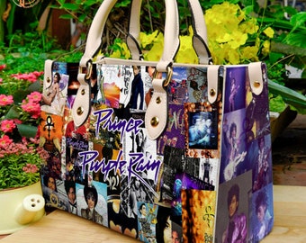 Prince Purple Rain lederen tas, Prince Bag en portemonnees, Prince Lover's handtas, aangepaste lederen tas, Prince Woman handtas, gepersonaliseerde tas