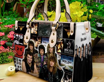 Vintage Bon Jovi muziek lederen tas, Bon Jovi tas en portemonnees, aangepaste lederen tas, dameshandtas, Bon Jovi Lover's handtas, gepersonaliseerde tas