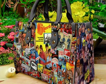 Personalized The Monkees Women Leather Bag, The Monkees Lover's Handbag, The Monkees Bags and Purses, Custom Leather Bag, Personalized Bag