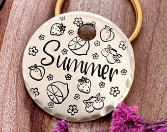 Fruit Dog Tag: Custom Pet ID Tags, Strawberry, Peach, Blueberry, Lemon, Personalized