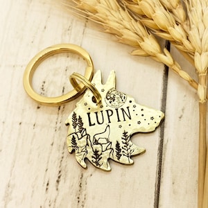 Pet ID Tag - Wolf - Dog Tag - Dog Collar Tag - Pet Name Tag - Hand Stamped Dog Tag - Custom - Engraved - Personalized - New Pet - Dog Mom
