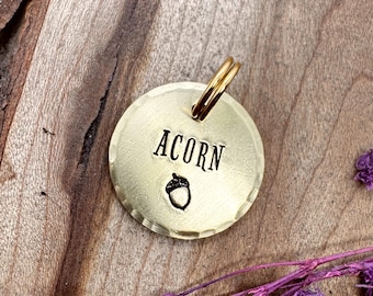 Small Acorn Pet Tag: Custom Dog and Cat ID, Acorns Design, Minimalist