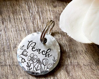 SMALL TAG - Tulips - Wildflowers - Daisy - Small Dog Tag - Cat Tag - Custom - Personalized - Dog Collar - Cat Collar - Kitten Tag - Cute