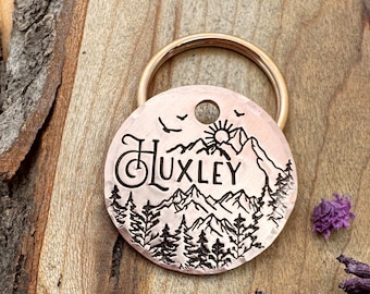 Mountain Scene Dog Tag: Personalized, Forest, Hiking, Pet ID for Dogs