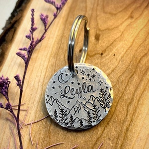 Pet ID Tag - Mountain Range - Dog Tag - Dog Collar Tag - Pet Name Tag - Hand Stamped Dog Tag - Custom - Personalized - New Pet