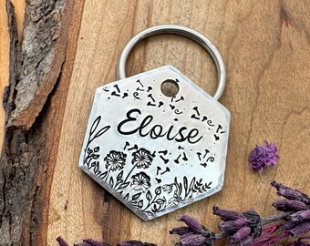 Dandelion Dog Tag: Wildflower Design, Flowers, Floral, Personalized Pet ID for Dogs