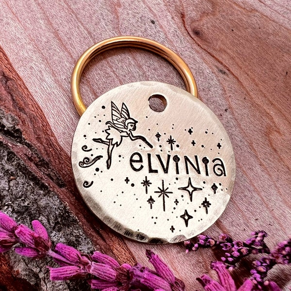 Fairy Dog Tag - Pixie - Fairy Dust - Magic - Fae - Dog Tag - Dog Collar Tag - Hand Stamped - Custom - Personalized - Large - Medium - Dog