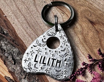 Large Planchette Pet Tag: Custom Pet ID for Dogs, Halloween, Bats, Ouija Board, Personalized