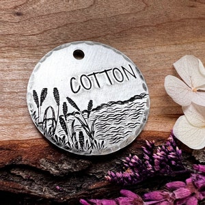 Marsh Dog Tag - Marsh Grass - Cattails - Lake - Waves - Dog Tag - Pet Tag - ID Tag for Dogs - Custom - Dog Tag - Cat Tag