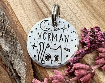 Small Halloween Pet Tag: Custom Pet ID for Dogs, Cats, Bat Design, Personalized