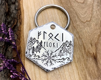 Viking Dog Tag - Runes - Norse - Dog Tag - Dog Collar Tag - Pet Name Tag - Hand Stamped Dog Tag-Custom - Personalized -Vegvisir