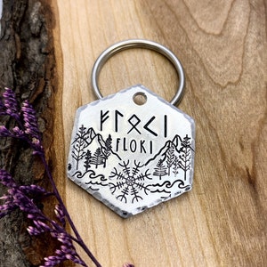 Viking Dog Tag - Runes - Norse - Dog Tag - Dog Collar Tag - Pet Name Tag - Hand Stamped Dog Tag-Custom - Personalized -Vegvisir