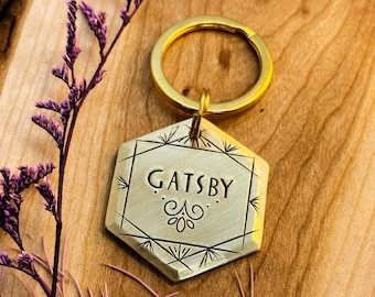 Art Deco Dog Tag: Gatsby Design, Personalized Pet ID
