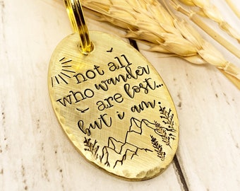 Not all who Wander Dog Tag: Wandering Design, Wanderlust, Mountains, Forest, Personalized Pet ID