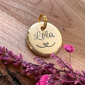 SMALL TAG - Minimalist Pet Tag - Hearts - Cute - Small Dog Tag - Cat Tag - Custom - Personalized - Dog Collar - Cat Collar - Kitten Tag