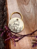 Mountain Sunrise Dog Tag: Personalized, Forest, Hiking, Pet ID, Hand Stamped product logo