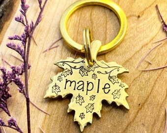 Maple Leaf Dog Tag - Maple Leaf Shape - Dog Tag - Dog Collar Tag - Pet Name Tag - Hand Stamped Dog Tag - Custom - Personalized - Leaf-Hiking