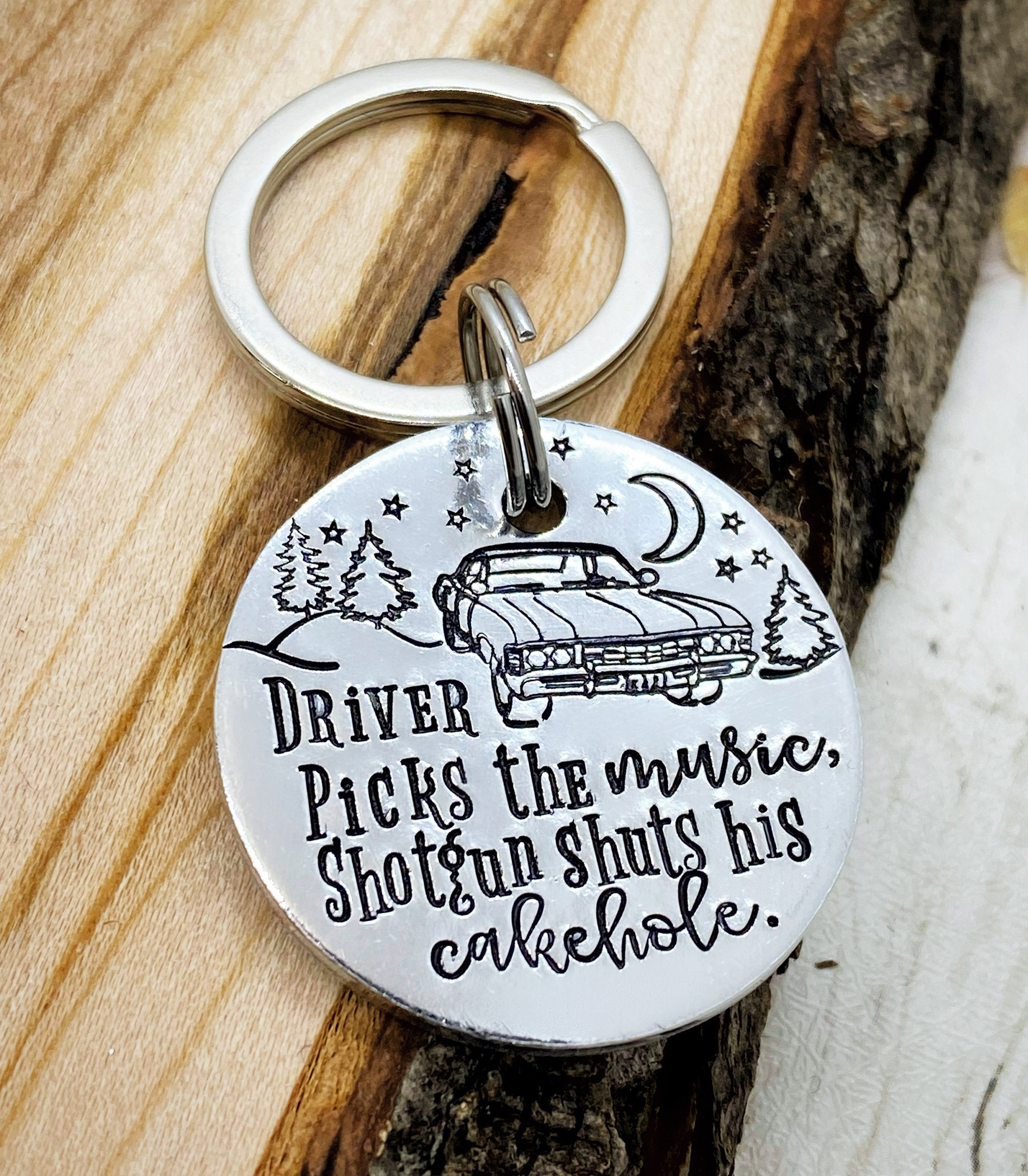 Supernatural Keychain - Driver Picks the Music, Shotgun Shuts His