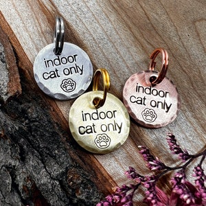 Add On Order - Indoor Cat Tag - Indoor Cat Only - Mini Collar Charm - Pet ID Tag - Cat Tag for Cats - Indoor Tag for Cats - Collar Charm