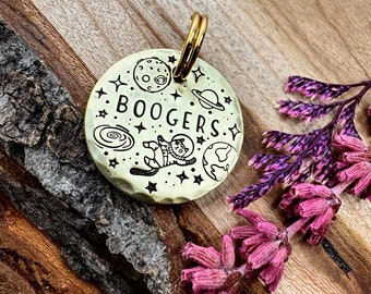 Small Astronaut Pet Tag: Outer Space Design, Planets, Stars, Personalized ID for Dogs Cats